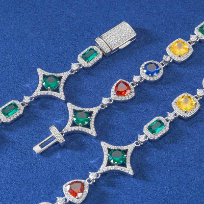 17mm S925 Moissanite Colored Star Halo Tennis Chain