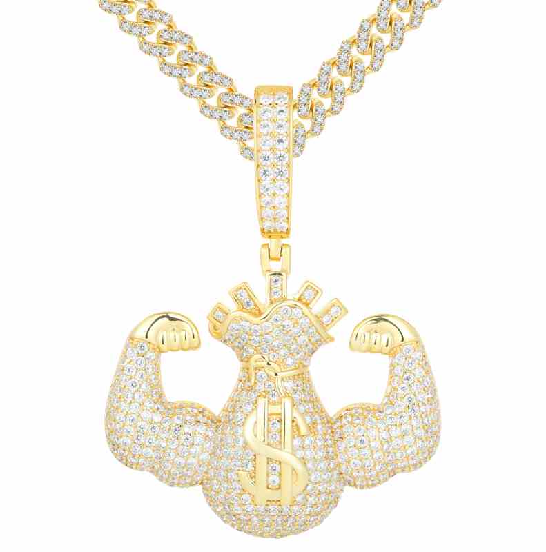 S925 Moissanite Hercules Money Bag Pendant