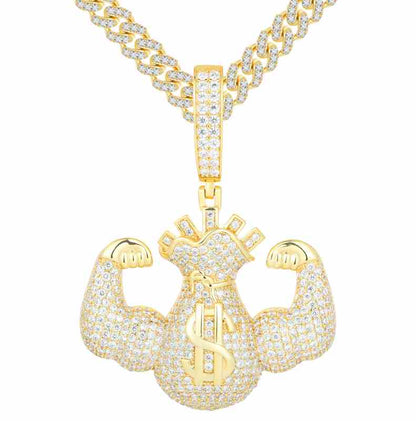 S925 Moissanite Hercules Money Bag Pendant