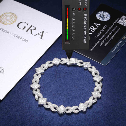 11mm S925 Moissanite Square Infinity Cuban Link Chain