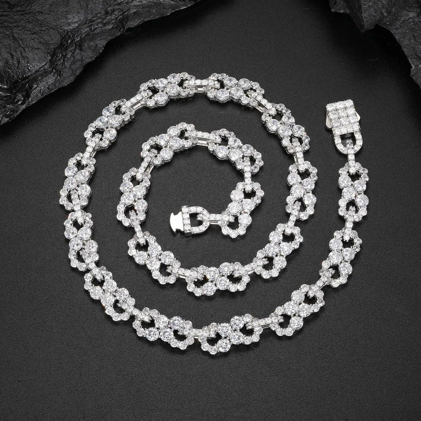10mm S925 1 Row Moissanite Infinity Cuban Link Chain