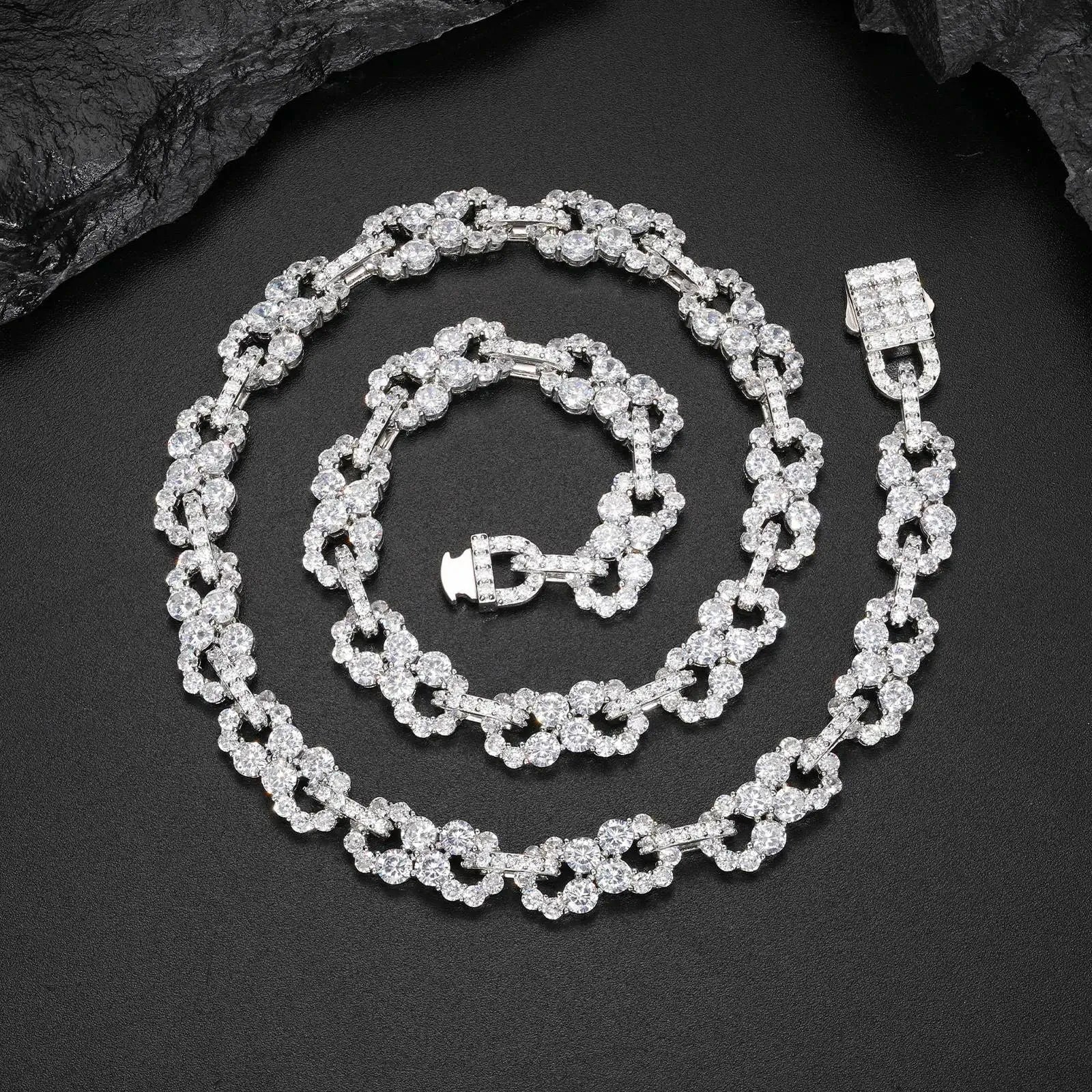 10mm S925 1 Row Moissanite Infinity Cuban Link Chain