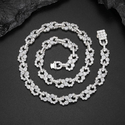 10mm S925 1 Row Moissanite Infinity Cuban Link Chain