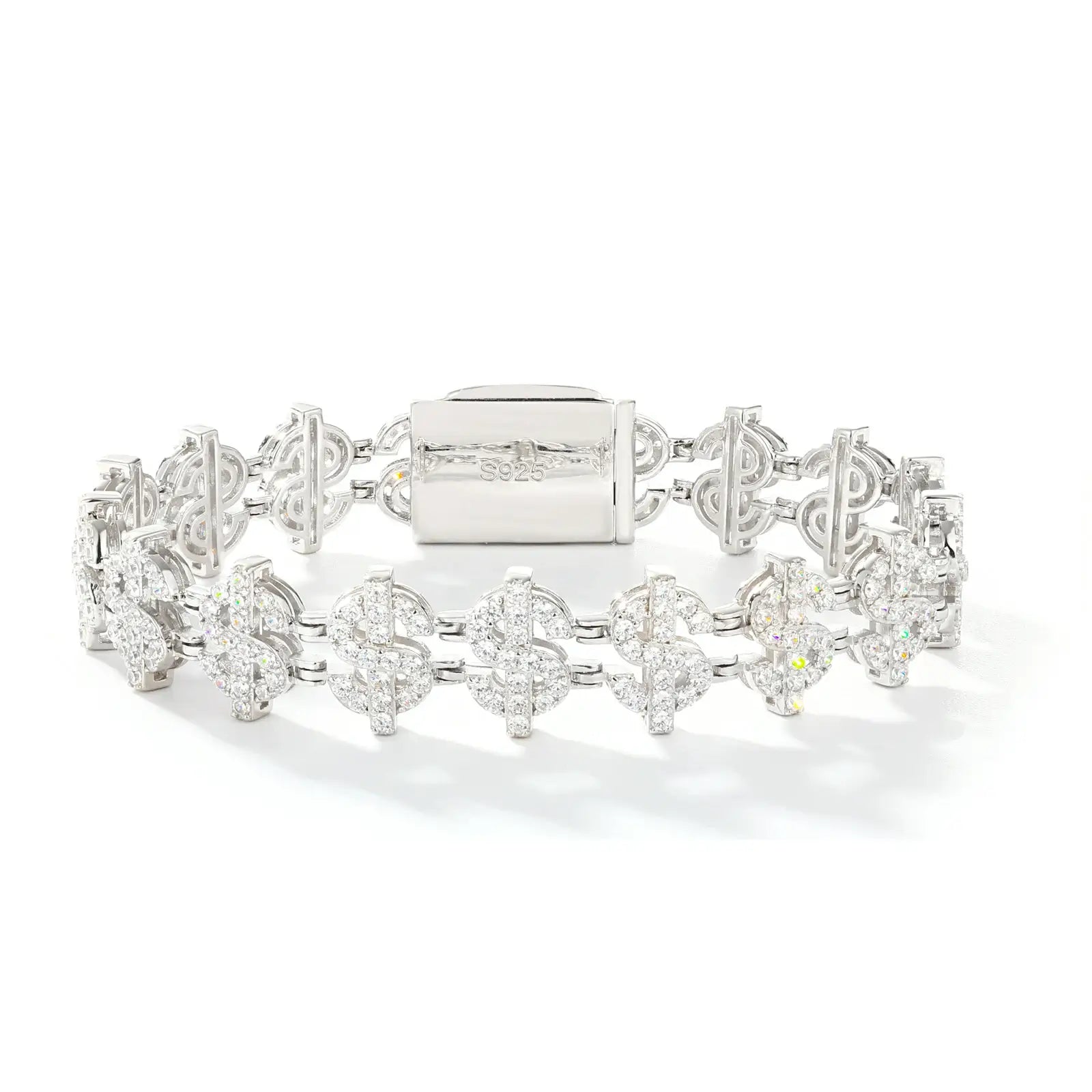 12mm S925 Moissanite US Dollar Link Bracelet