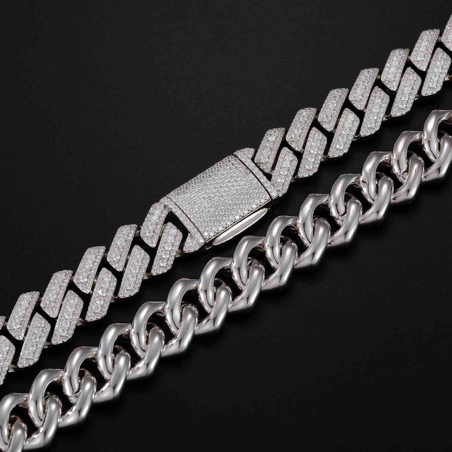 15mm S925 Micro 3 Rows Moissanite Cuban Link Chain