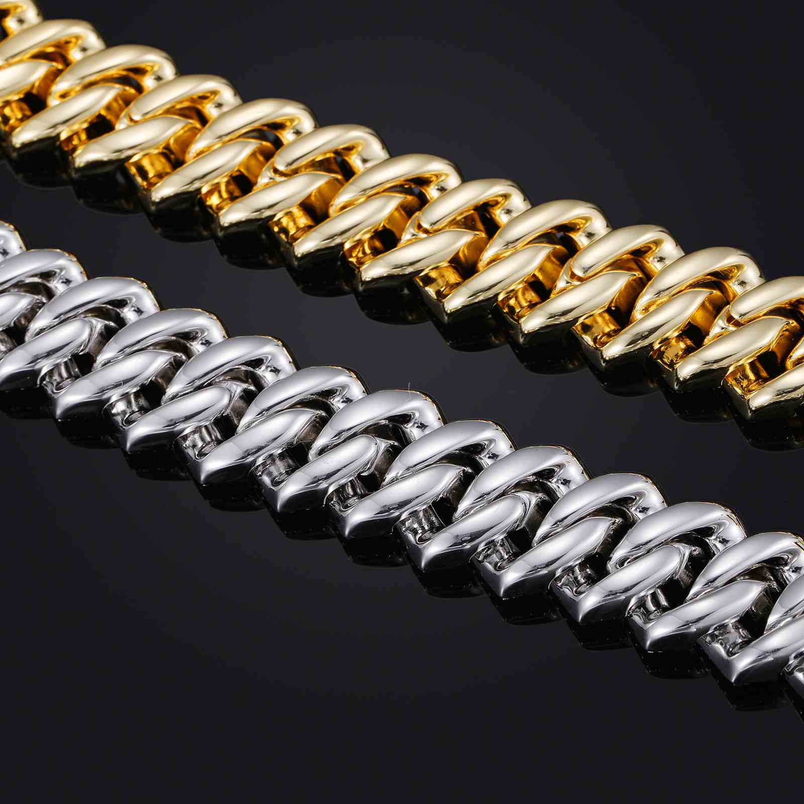 18mm Prong 3 Rows CZ Cuban Link Chain