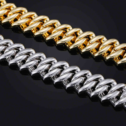 18mm Prong 3 Rows CZ Cuban Link Chain