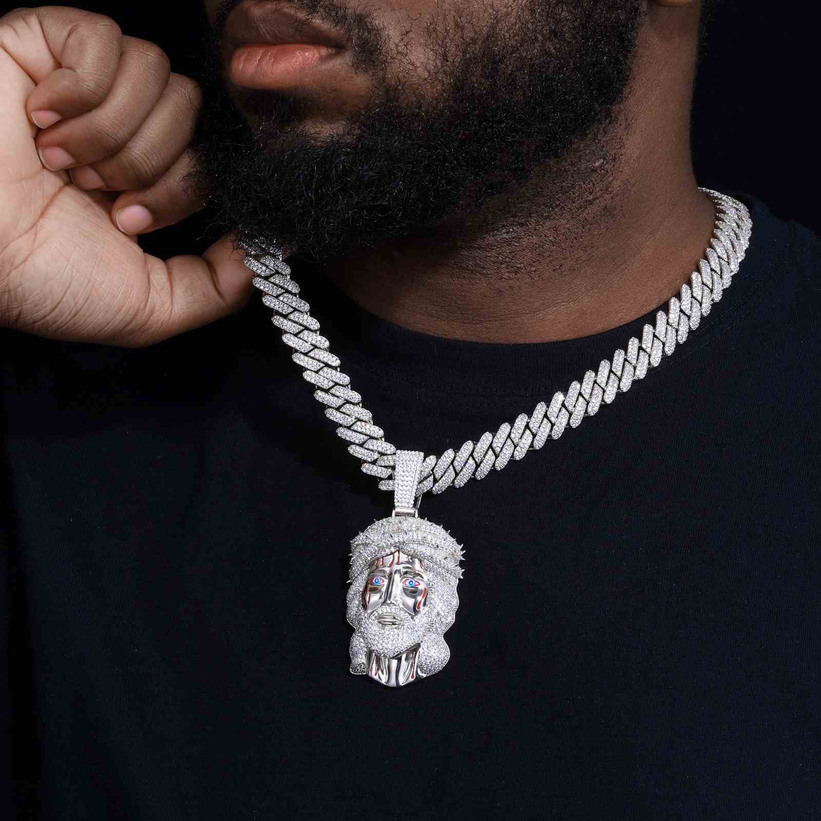 S925 Moissanite Anguished Jesus Head Pendant