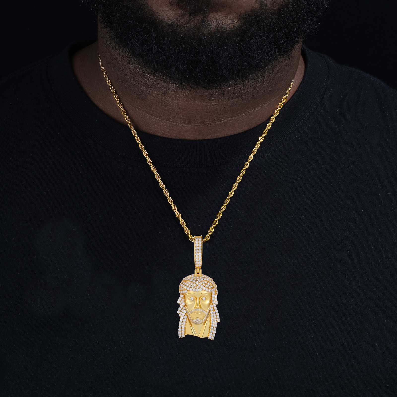 New 925 Moissanite Jesus Head Pendant