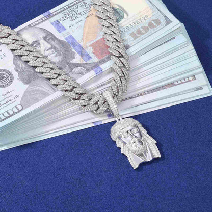 New 925 Moissanite Jesus Head Pendant