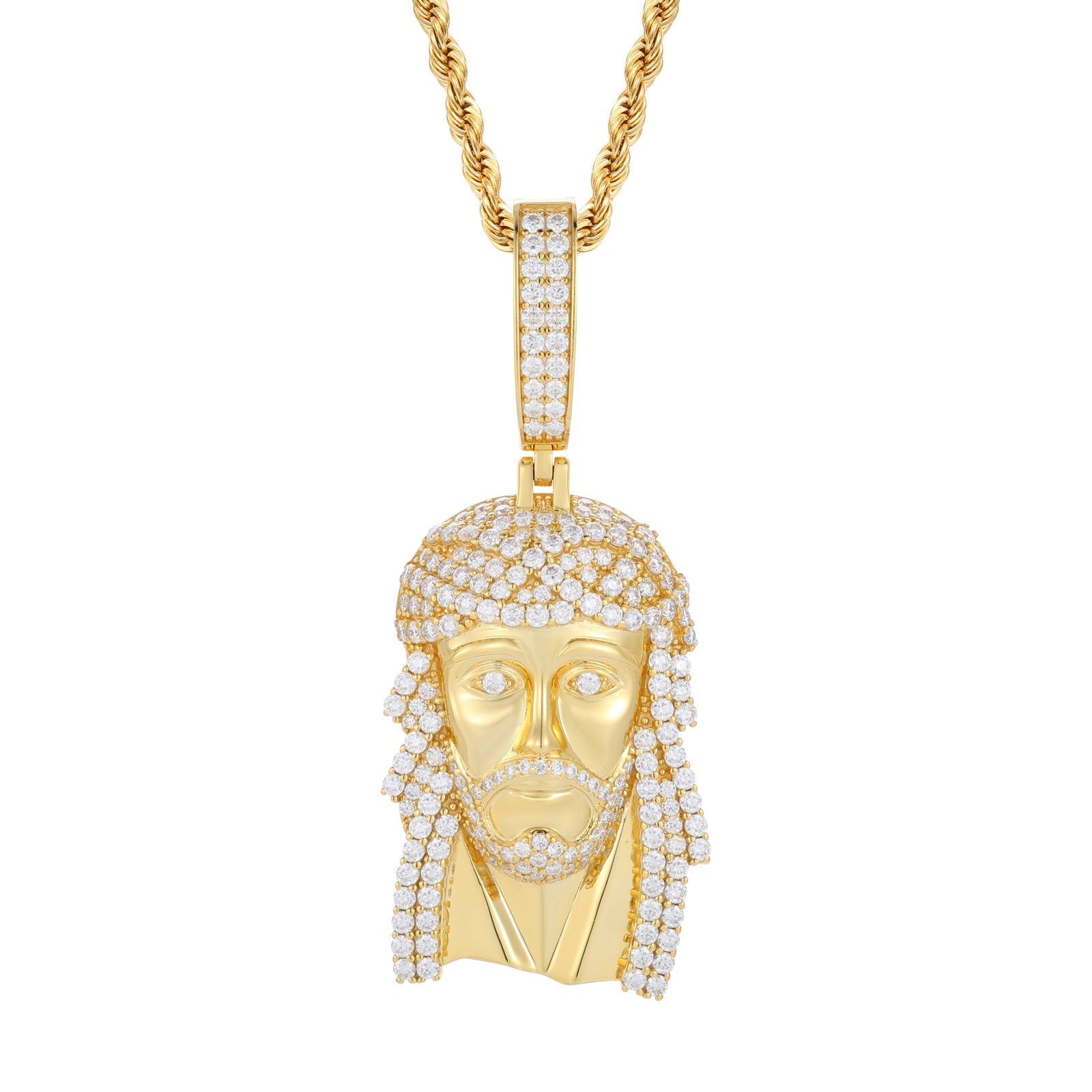 New 925 Moissanite Jesus Head Pendant