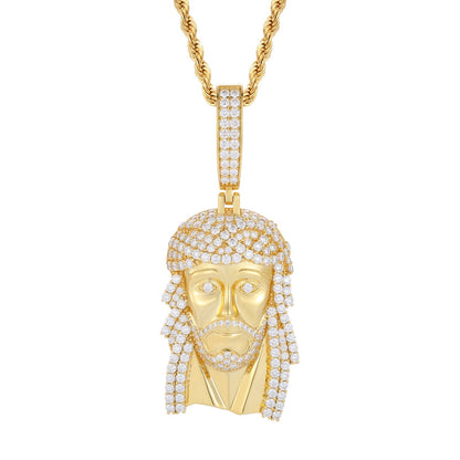 New 925 Moissanite Jesus Head Pendant
