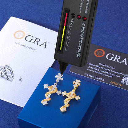 S925 Moissanite The Rod of Asclepius Cross Pendant