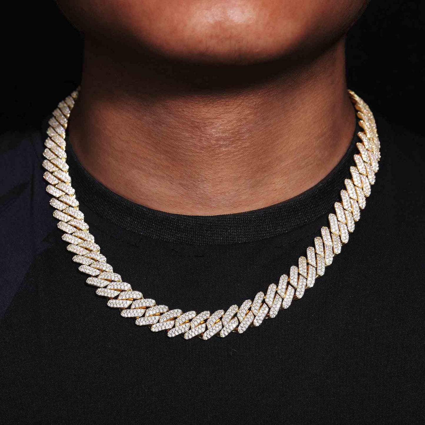 14mm 2 Rows CZ Prong Cuban Link Chain