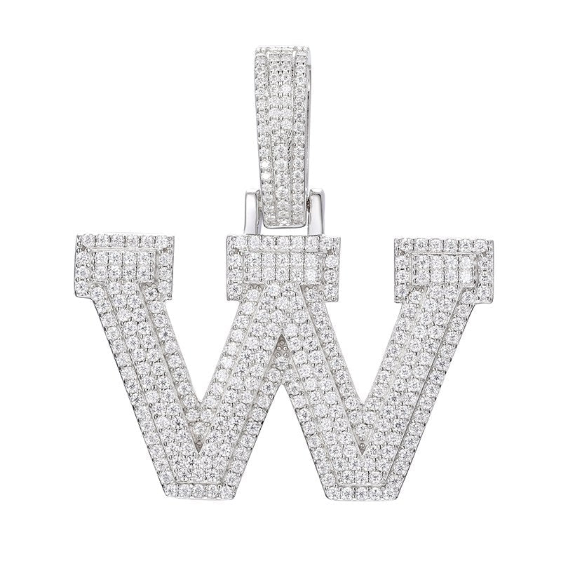 S925 Moissanite A-Z Initial Letter Pendant