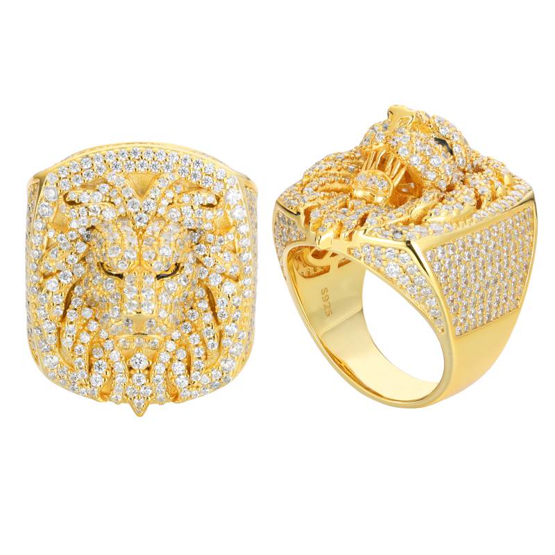 S925 Moissanite Lion Face Ring