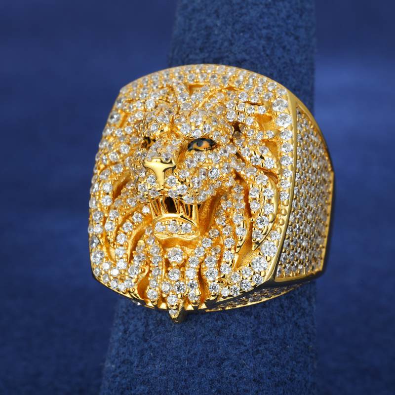 S925 Moissanite Lion Face Ring