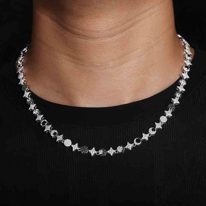 18.5mm S925 Moissanite Sun Moon Elf Ball Link Chain
