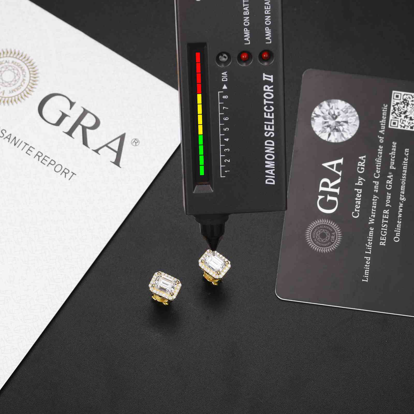 S925 Moissanite Baguette Square Stud Earrings