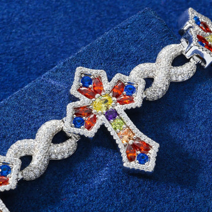 26mm S925 Moissanite Infinity Candy Cross Link Bracelet
