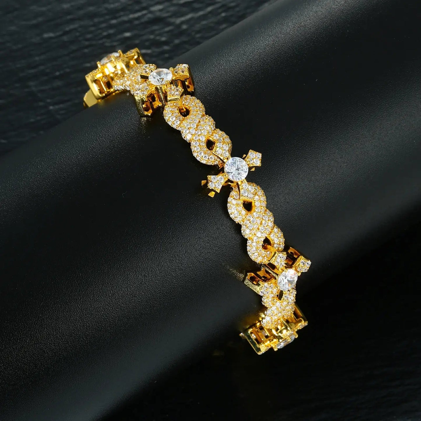 13mm S925 Moissanite Twining Infinity Cross Link Bracelet