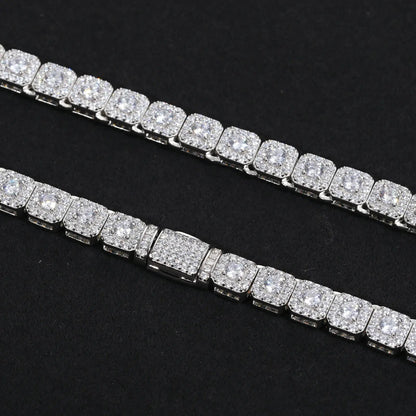 6mm S925 Moissanite Square Halo Tennis Chain