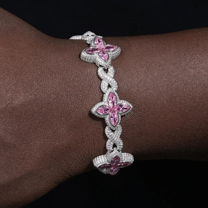 21mm S925 Moissanite Coloful Four Leaf Clover Infinity Bracelet