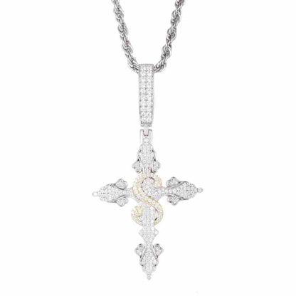 S925 Moissanite Cross Pendant With Letter S