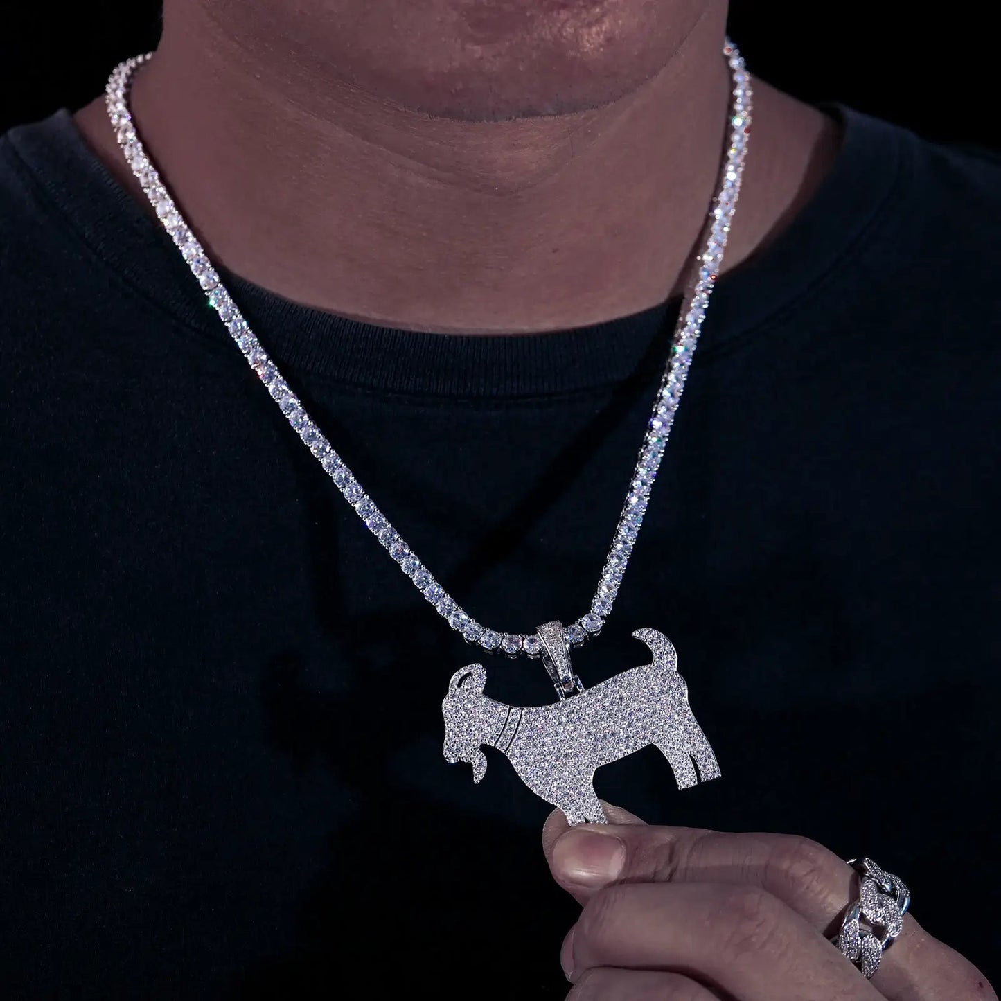 S925 Moissanite Goat Pendant