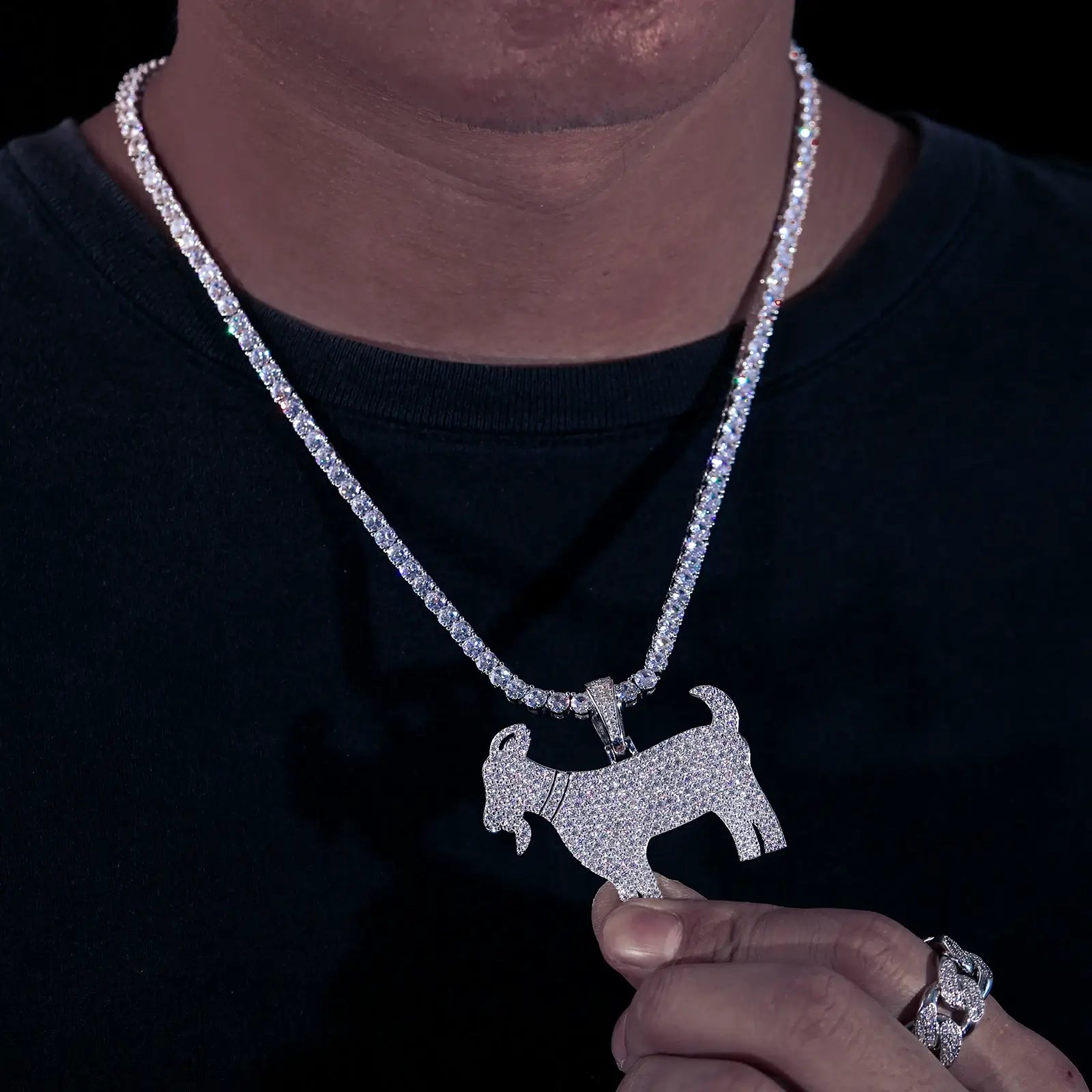 S925 Moissanite Goat Pendant