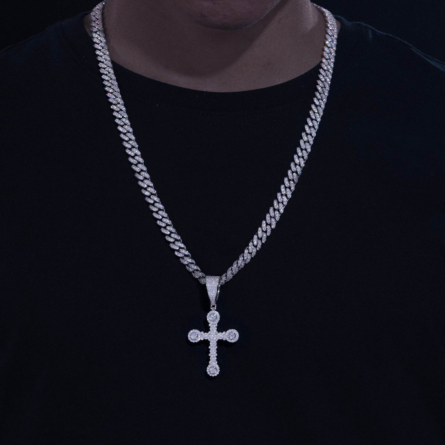 S925 Moissanite Cross Pendant With Letter S