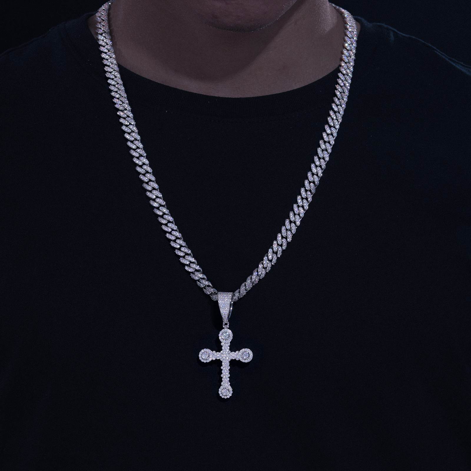S925 Moissanite Cross Pendant With Letter S