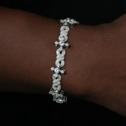 13mm S925 Moissanite Twining Infinity Cross Link Bracelet