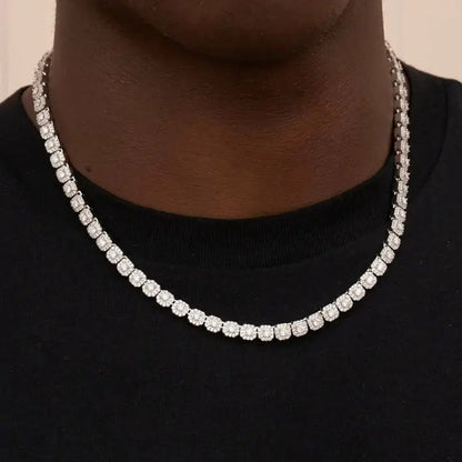 6mm S925 Moissanite Square Halo Tennis Chain