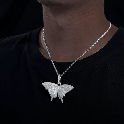 S925 Moissanite Butterfly Pendant