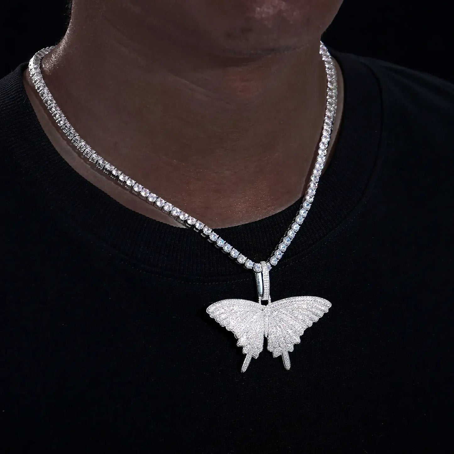 S925 Moissanite Butterfly Pendant