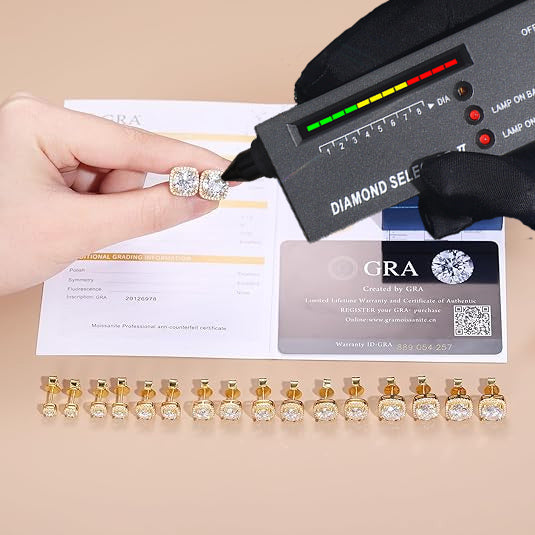 S925 Moissanite Square Halo Stud Earrings