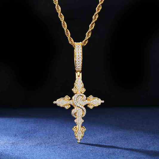 S925 Moissanite Cross Pendant With Letter S