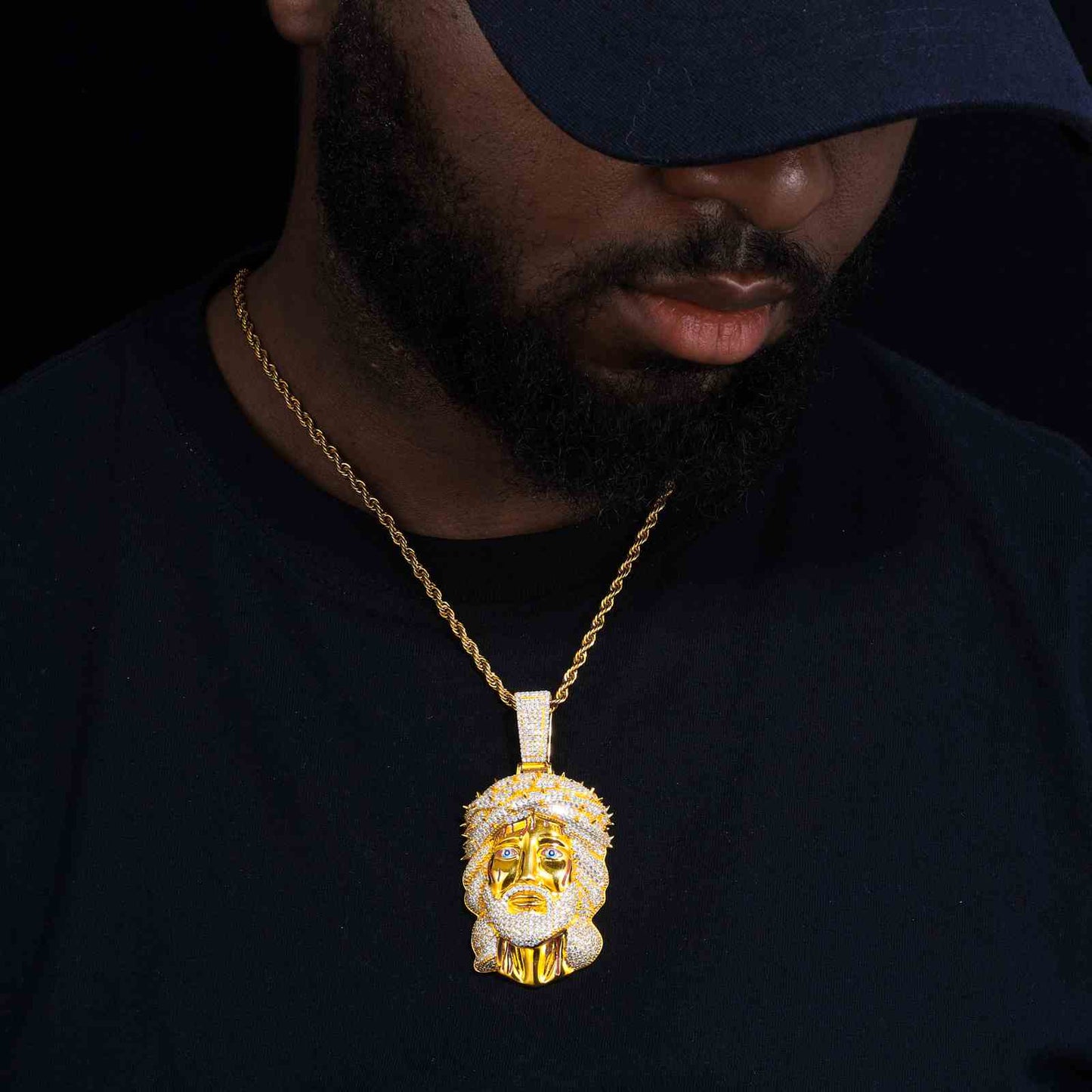 S925 Moissanite Anguished Jesus Head Pendant