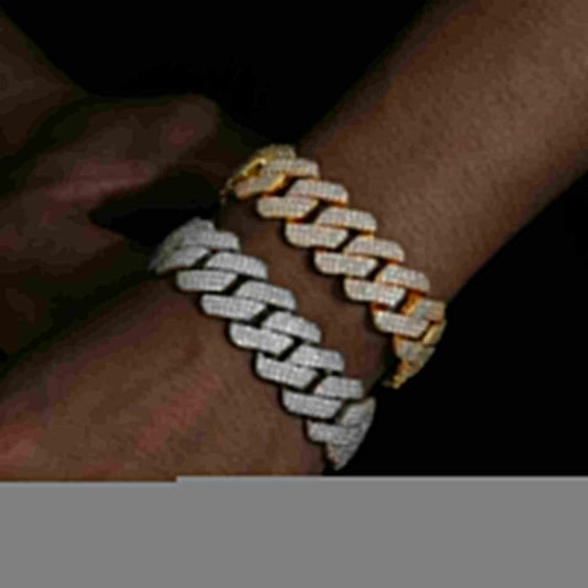 20mm S925 3 Row Moissanite Cuban Link Bracelet