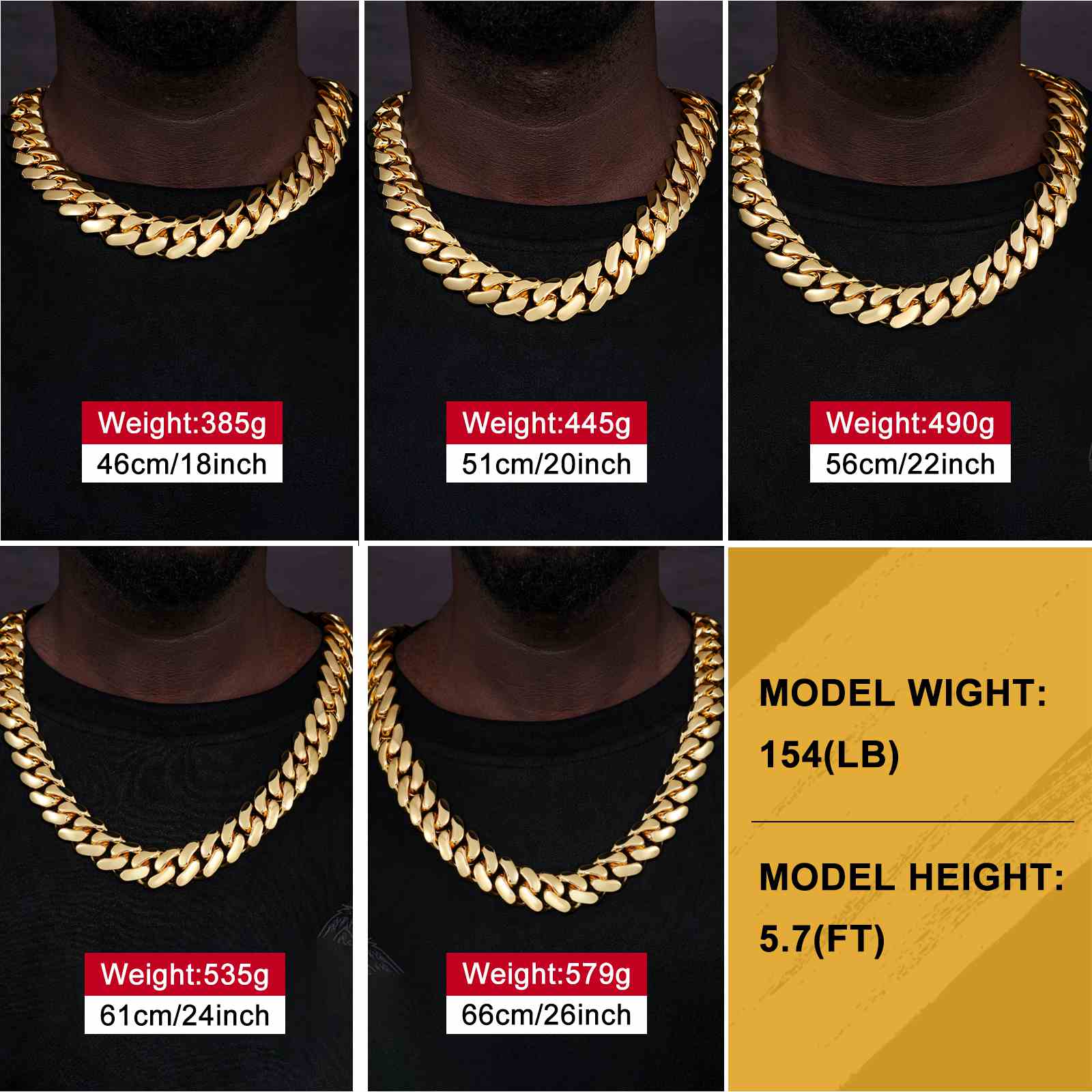 18K Gold Miami Cuban Link Chain Collection