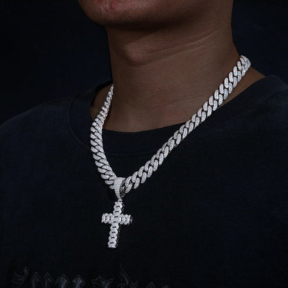 S925 Moissanite Cuban Cross Pendant