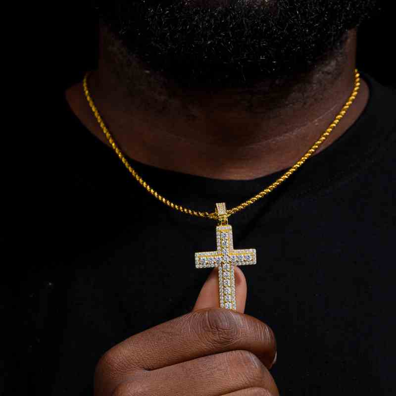 S925 Moissanite 2 Layer Cross Pendant