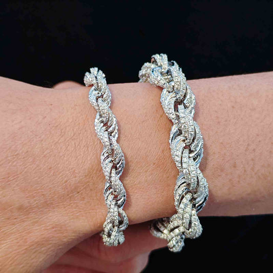 8mm 12mm S925 Moissanite Iced Out Rope Bracelet