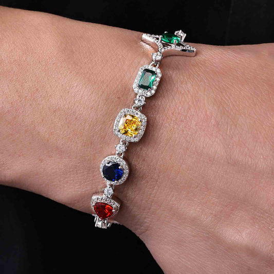 18mm S925 Moissanite Colored Star Halo Tennis Bracelet