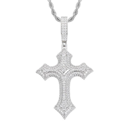 S925 Moissanite 3 Layer Flory Cross Pendant