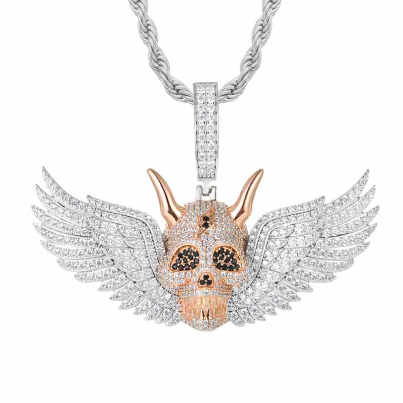 S925 Moissanite King of Skeleton Pendant With Wing