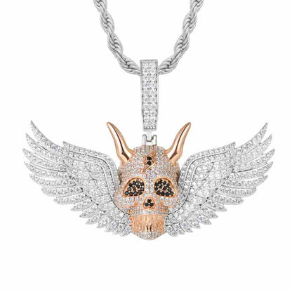 S925 Moissanite King of Skeleton Pendant With Wing
