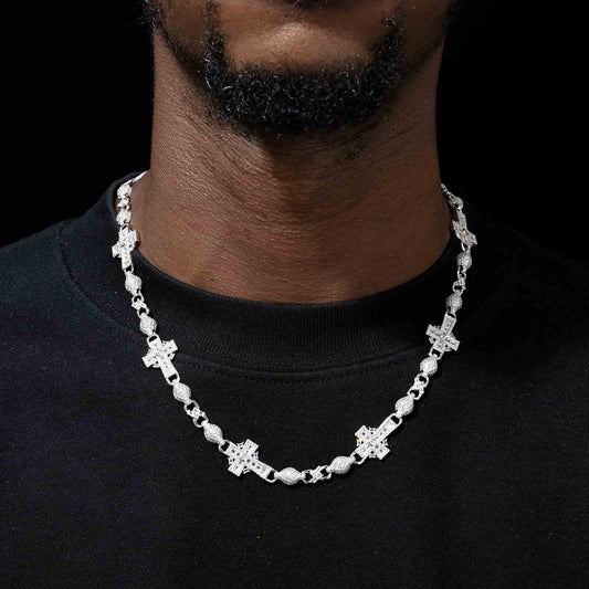 14mm S925 Baguette Moissanite Celtic Cross Chain