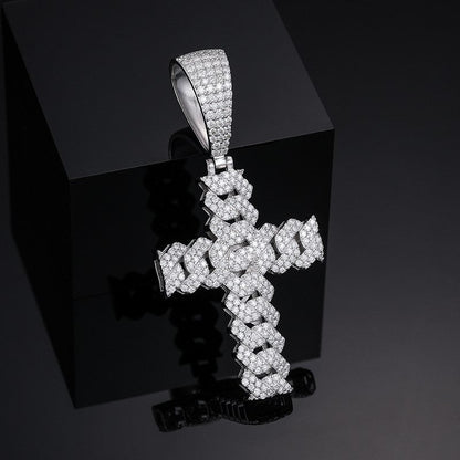 S925 Moissanite Cuban Cross Pendant